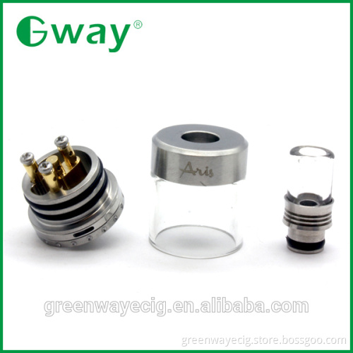 2015 newest rebuildable Aris RDA Atomizer, wholesale aris atomizer with Glass tank, Aris repairable atomizer 1:1 clone